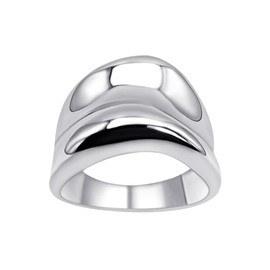 Silverly Sterling Silver Wide Concave Ring for Women - 925 Silver Modern Wavy Chunky Band - Rippled Curved Design - Sleek Minimalist Statement Rings - Trendy Ladies Jewellery