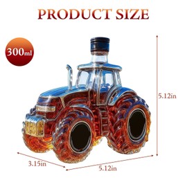 Tractor Shaped Whiskey Glass Decanter 300Ml Novelty Tractor-Shaped Clear Empty Wine Bottle Decanters with Lid Liquor Alcohol Container Unique Car Drink Bottles Set Gifts for Whiskey Lovers Men