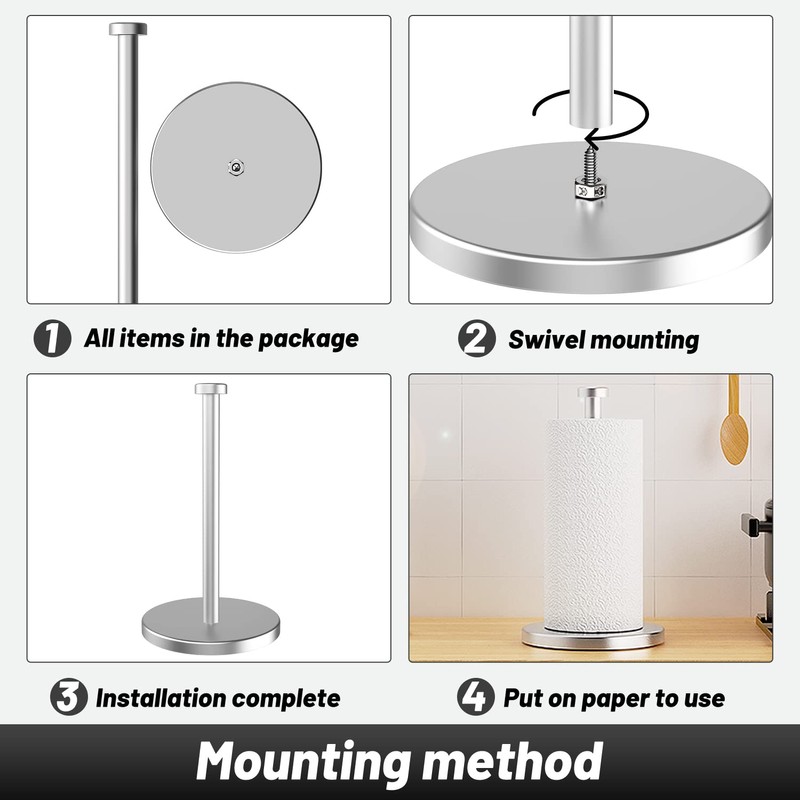 VEHHE Paper Towel Holder Countertop, Single Hand Operable Paper Towel