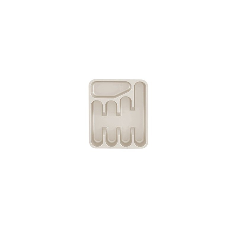 5 Compartment Plastic Cutlery Holder Tray Drawer Organiser Rack (Taupe)