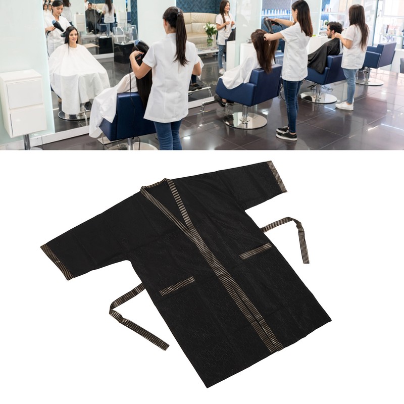 Haircut Gown with Pocket Short Sleeve Professional Belt Grooming Work