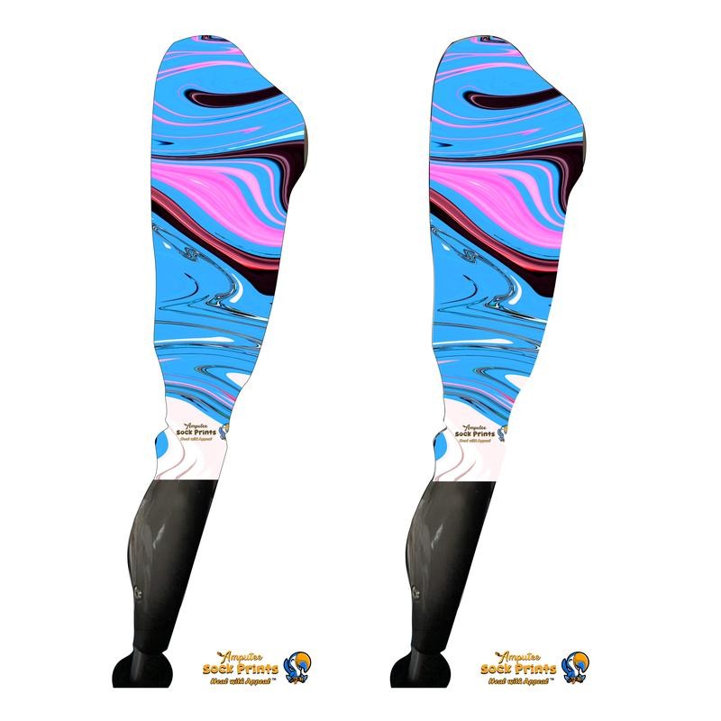 Prosthetic Sleeve "Abstract blue swirls v1" Socket Sleeve - Quantity: