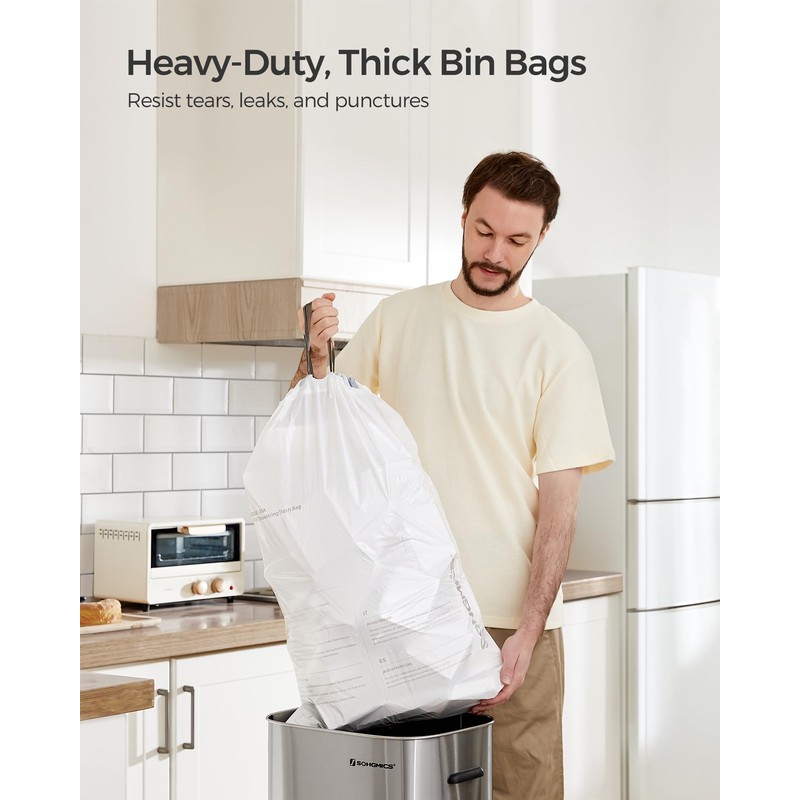 SONGMICS Trash Bags for 8-Gallon (30 L) Trash Cans, Drawstring