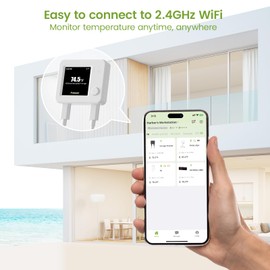 MOCREO WiFi Refrigerator Thermometer with Freezer Alarm, Digital Freezer Thermometer with App Push Notifaction, Email Alert, 2 Years Free Data Export, Remote Monitor for Fridge, Fish Tank, Hot Tub