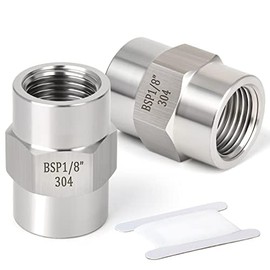 ERGAOBOY 2 Pcs 1/8" BSP Female Thread X 1/8" BSP Female Thread Forged Stainless Steel Hex Coupling Connection SUS 304 Pipe Fittings