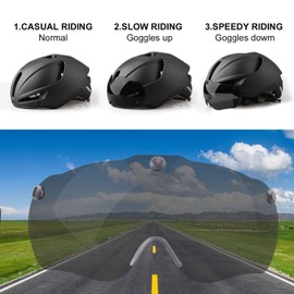 Shinmax Adult Bike Helmet,Bicycle Helmet with Removable Magnetic Goggles & USB Rechargeable Light Specialized Road Mountain Bike Helmet Adjustable Size Ultralight Cycling Helmet Men Women SM-T88
