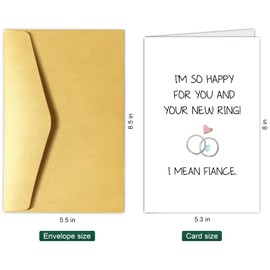 Chenive Funny Engagement Congratulations Card, Wedding Greeting Card, Bridal Shower Card, I'm So Happy for You and Your New Ring I Mean Fiance