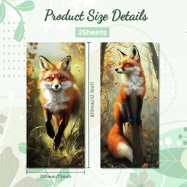 Peacoblue Wheelie Bin Stickers 2 Sheets Fox Sticky Dustbin Stickers Decals, 15in x 32in Waterproof Self Adhesive Large Wraps for Trash Cans Bins Driveway Garden Outdoor Indoor Patio Decoration