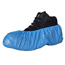 100 PACK BLUE DISPOSABLE OVERSHOES COVER SHOE COVER |PERFECT FOR EVERYDAY USE AT WORK, HOME, CLEANING Protect Carpets & Floors ONE SIZE FITS ALL