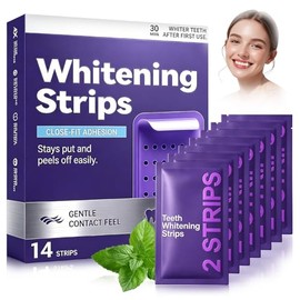 Pack of 14 Purple Teeth Whitening Strips, Purple Whitening Strips, Effective Teeth Whitening in 7 Days, Removes Discolouration, Effective Teeth Whitening, Quick Effect