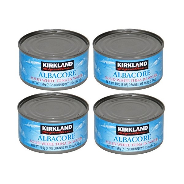 Kirkland Albacore Solid White Tuna in Water - Pack of 4 Cans (Each can 190g / 7oz)