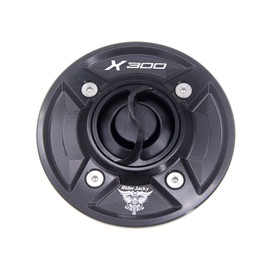 Riderjacky Keyless CNC Aluminum Fuel Gas Tank Cap Cover For Kawasaki Versys-X 300 2017 2018 2019 2020 2021 Modify Accessories X300 Modified Parts (Black A)