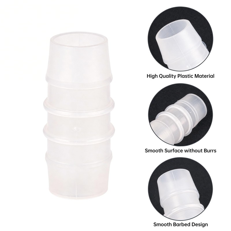 Quickun Plastic Hose Barb Fitting, 1/8" x 1/8" Barbed Splicer