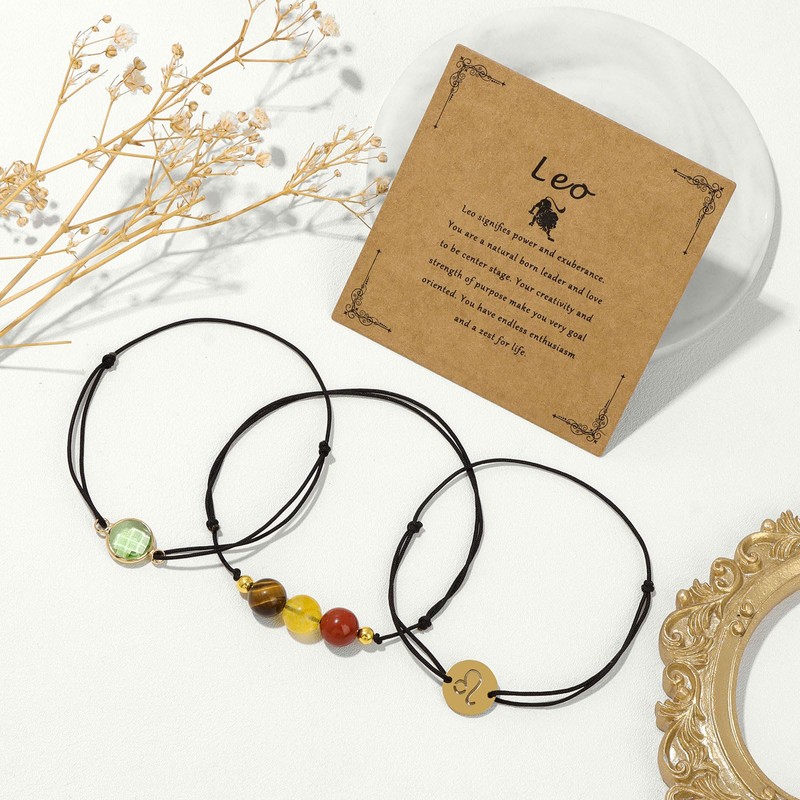 Risyfjew Leo Bracelet for Women August Birthstone 8mm Natural Stone