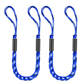 ZRSCHYG 4FT Bungee Dock Lines for Boats with Loops – Shock Absorbent Mooring Rope, Perfect Boat/Jet Ski/Pontoon Accessories, Boating Gift for Men 2 PCS (Blue,Black&White)