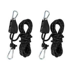 Pulley with Rope Tensioner, Guy Rope, Rope Ratchet with 4 m Rope, Pulley with Tent Tensioner, Guy Ropes with Rope Brake, Applies to Camping, Awning, Tent, Pack of 2