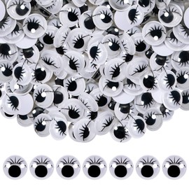 TOAOB 210pcs Black Wiggle Googly Eyes Self Adhesive with Eyelashes Round 10mm Plastic Sticker Eyes for DIY Crafts Scrapbooking Decoration
