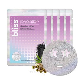 Bliss Bliss Skincare Sheet Masks - Vitamin C, Sensitive Skin, Detoxifying, Hyaluronic Acid, Collagen - Biodegradable - 5pk (Detoxifier Holographic Masks)