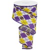 VergentaStore | 2.5" Purple Yellow Argyle Football Ribbon RGA137623, Wired,