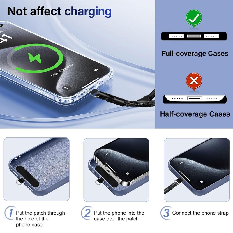 LunarCharm Handy-Handstraps, universally adjustable lanyard for most smartphones, multifunctional patch-lanyard