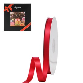 LIUYAXI LIUYAXI Red Double Face Satin Ribbon 3/8" X 50 Yards, Ribbons Perfect for Crafts, Gift Wrapping, Bow Making and More