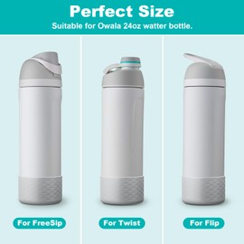 2 PCS Silicone Water Bottle Boot for Owala, Anti-Slip Protective Sleeve for FreeSip/Twist/Flip, Watter Bottle Accessories, Bottom Bumper Cover, Dishwasher safe, BPA Free (Wave)