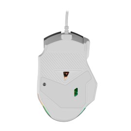 GETTTECH Gaming Mouse con Cable Trenzado 1.5m, Sensor Instant 725F, Resolución dpi de 7200, tasa de Sondeo 125 Hz, 8 Botones, Aura RGB, Blanco y Gris.