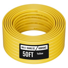 VEVOR NM-B Wire, 14AWG/2C Non-Mettalic Residential Indoor Electrical Wire with Ground, PVC Sheathed High-Purity Copper Core Cable, for Outlets, Switches, Other Loads & Lighting Wiring Projects(50 ft)