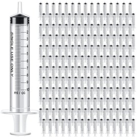 Xuhal 200 Pcs 10 ml/cc Plastic Liquid Measuring Syringes No Needle Clear Small Syringes for Oral, Scientific Labs Measuring Liquids, Feeding Pets, Epoxy Resin, Watering Plants, Oil or Glue Applicator