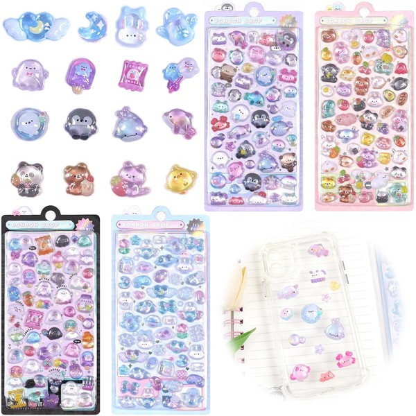 Seiunn Pukuppuku Seal, Bonbon Drop Seal, Set of 4, Cartoon