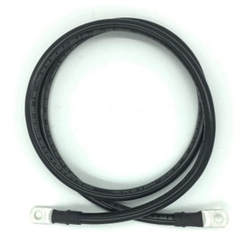 Cables de batería para barco de alambre de grado marino calibre 2 AWG, Negro (Single Black), 6ft - 5/16” Lugs