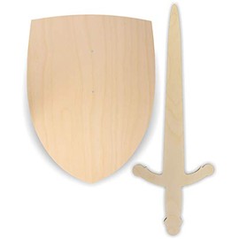Herr Bo & Co Knight's shield (without handle or loop) and knight's sword as a set made of 3 mm birch plywood, natural