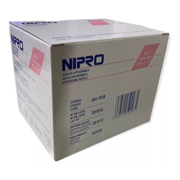 Nipro Aguja HiPodérmica Nipro 18gx38mm (1 1/2  ) Rosa Caja 100u