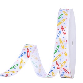 YAMA Back to School Ribbon for Crafts 5/8 Inch, Teacher Ribbon School Theme Pencil Apple ABC Ribbons for Gift Wrapping Crafts Hair Wreaths Flower Bouquet (10 Yards)