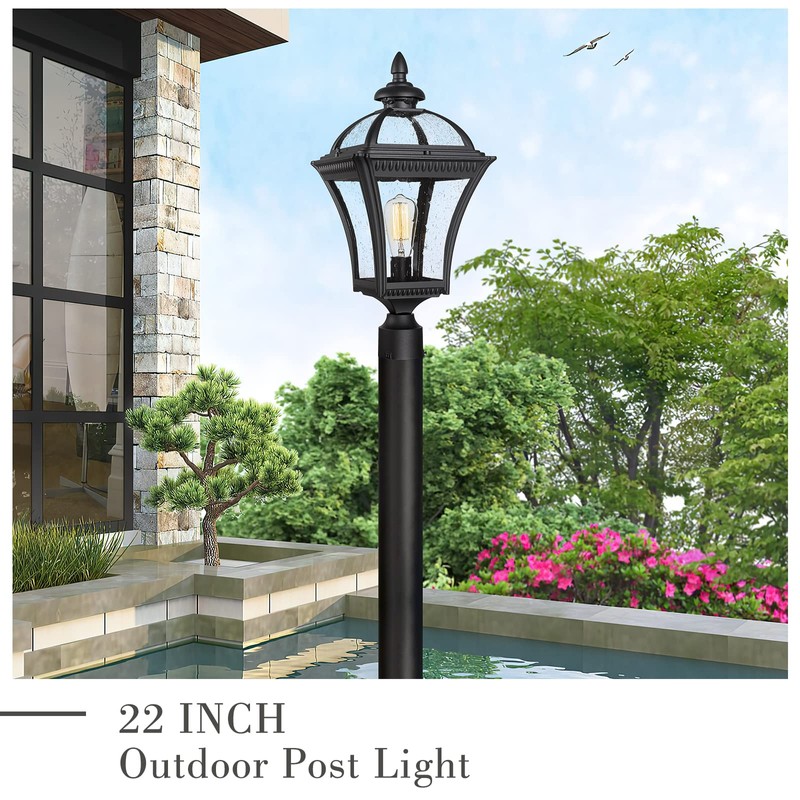 Emliviar 22 Inch Outdoor Post Light, Farmhouse Vintage Outside Pole