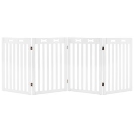 unipaws 29.5”H Free Standing Pet Gate for Dog Cat Baby, Tall Wooden Dog Gates for Doorway, Stairs, Foldable Pet Fence for The House, Expandable Dog Barrier, Indoor Use, White