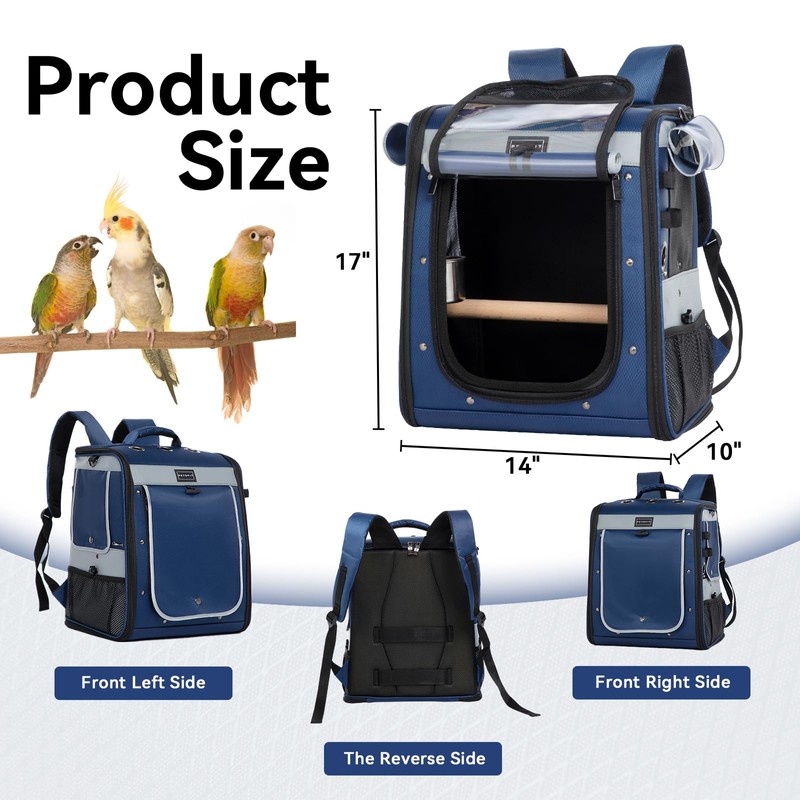 Petsfit Bird Carrier with Anti-Pecking Band,Bird Backpack Carrier with 2