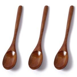 QZKJQDD 3 Piece Wooden Spoon, Wooden Spoons for Cooking, Long Handle Wooden Spoons, Wood Soup Spoons Set for Eating Mixing Stirring Cooking