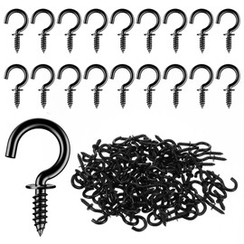 HJZHII Pack of 100 Hooks for Screws, Screw Hooks, Black, Key Hooks, Small Hooks, Ceiling Hooks, Eye Screws, Mini for Wood, In Hooks, Hanging Plants, Art, Decorations, Keys