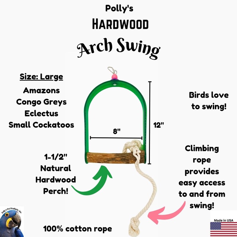 Polly's Hardwood Arch Swing for Birds, Large