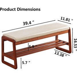 ABAMFUR Shoe Rack Bench, Solid Wood Entryway Bench, Shoe Storage with Cushion Seat for Entry, Hallway (Beige-39.4")
