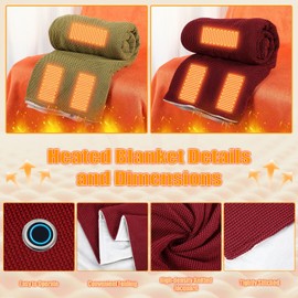 Chicingyou 2 Pcs Cordless Heated Shawl USB Heated Blanket Portable Electric Heating Wrap Shawl Xmas Warm Gift Home Office Camping