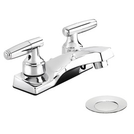 Plumb Pak EBU74WCP Dual Handle Bathroom Sink Faucet with Drain Assembly, With Pop-Up, Polished Chrome