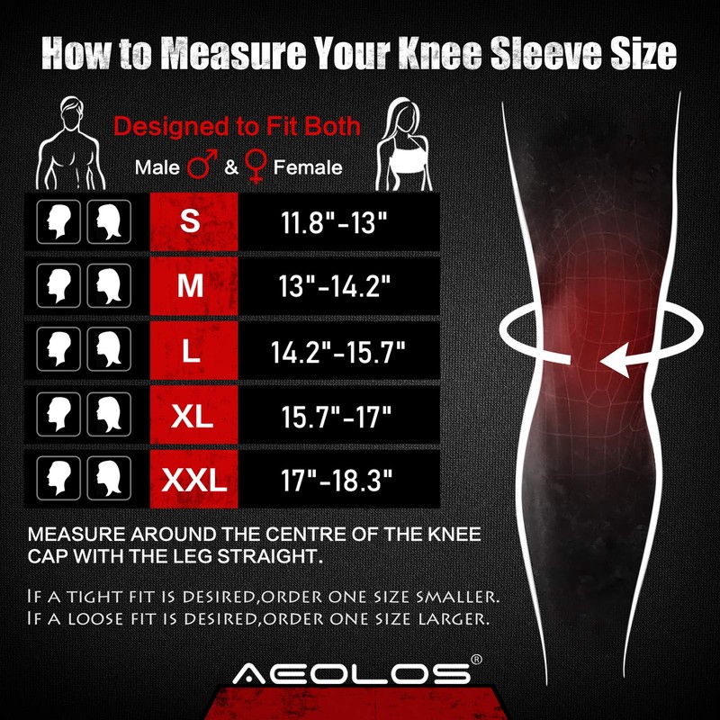 AEOLOS Knee Wraps (1 Pair), 7mm Compression Knee Brace for