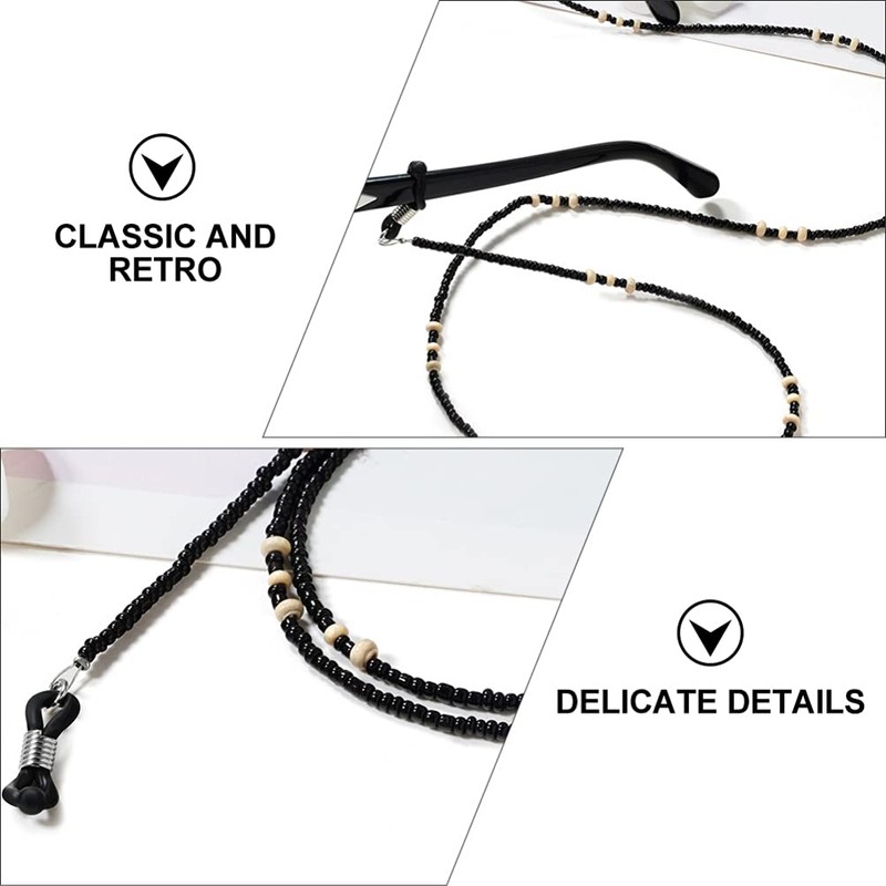 Beaupretty 2pcs Rustic Eyeglass Chain Wooden Bead Strap Retainer Strap