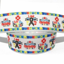 GROSGRAIN RIBBON 7/8" AUTISM AWARENESS Puzzle Printed A6U COMBINE SHIPPING