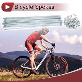 A ABSOPRO 36 Set 13G Bicycle Spokes 249mm Bike Wheel Spokes Galvanized Carbon Steel Silver Tone