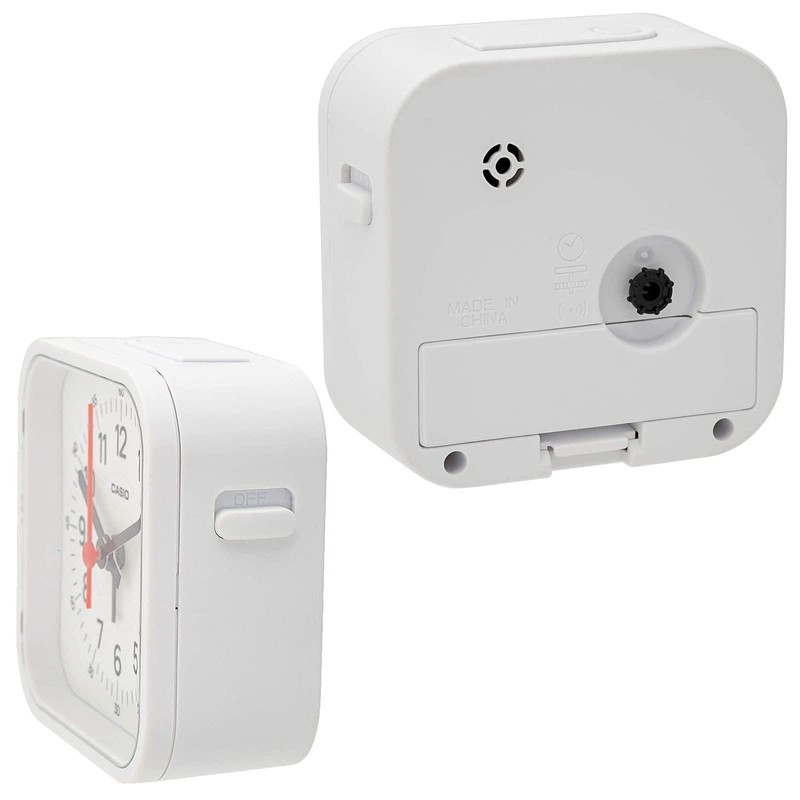 Casio TQ-169-7JF Alarm Clock, White, Analog, Small, Mini Light, Snooze