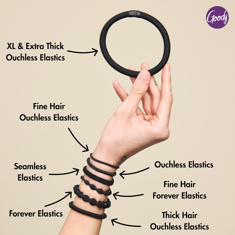Goody Ouchless Forever Hair Elastics, 10 Ct, Brown & Black,
