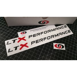 LTX Performance Hood Decals LT1 LT4 Emblem Stickers Select Color (Gloss Black & Red, 1.0" x 11.5")